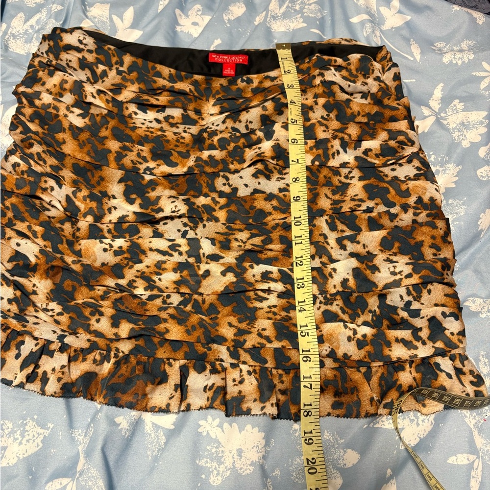 New York & Company Leopard Print Ruffle Mini Skirt - Picture 3 of 4
